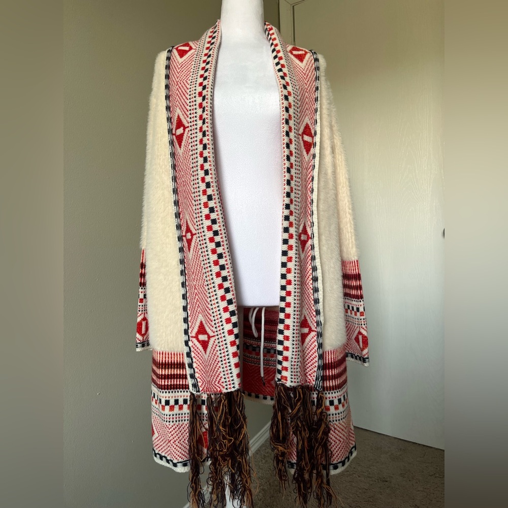 Maxsport Tribal Fringe Cardigan Sweater